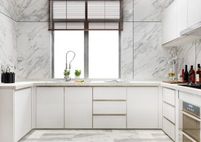 3d Rendering White Minimal Kitchen With Wood Decoration