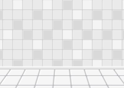 Empty White Room With White Tiles Floor And Wall